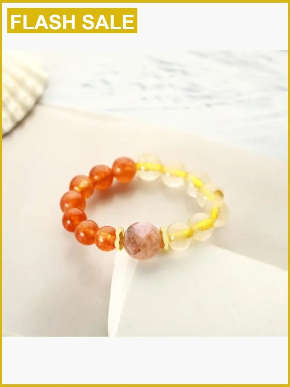 Natural Stone Beads Rings Stretchy Crystal Stress Relief Jewelry Gift
